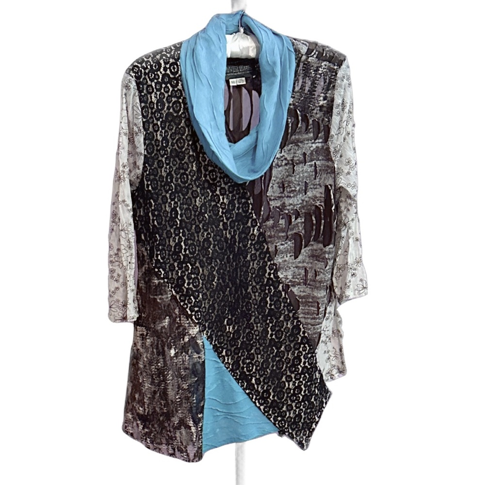 Artisan Lacy Lagenlook Feminine Romantic Dark Fairy Tunic CustomMade by Mimi Hay